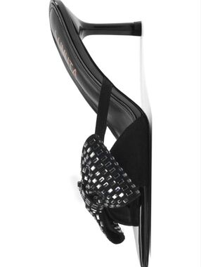 Women's Clear Pointed Open Toe Stiletto Heel Slide Sandals Fashion Sexy Slip On